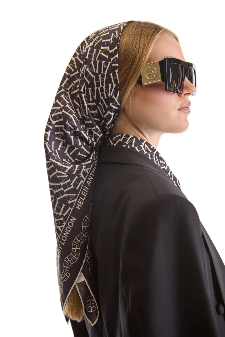 Helen Anthony Initial Twill Silk Scarf