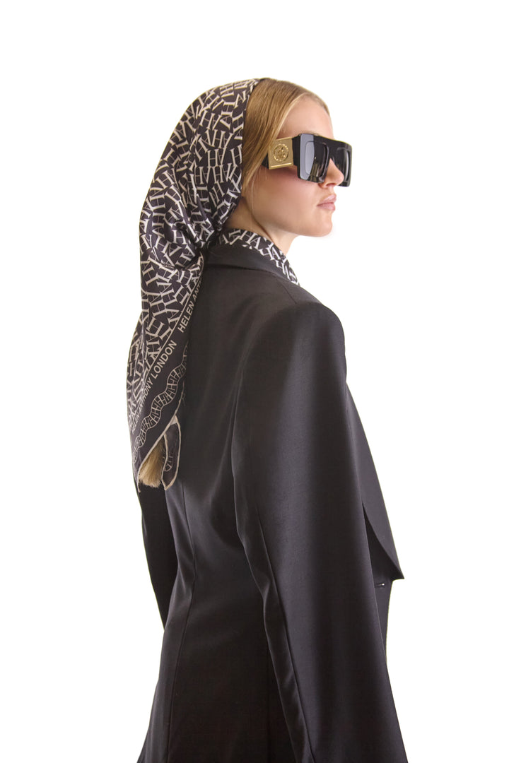 Helen Anthony Initial Twill Silk Scarf