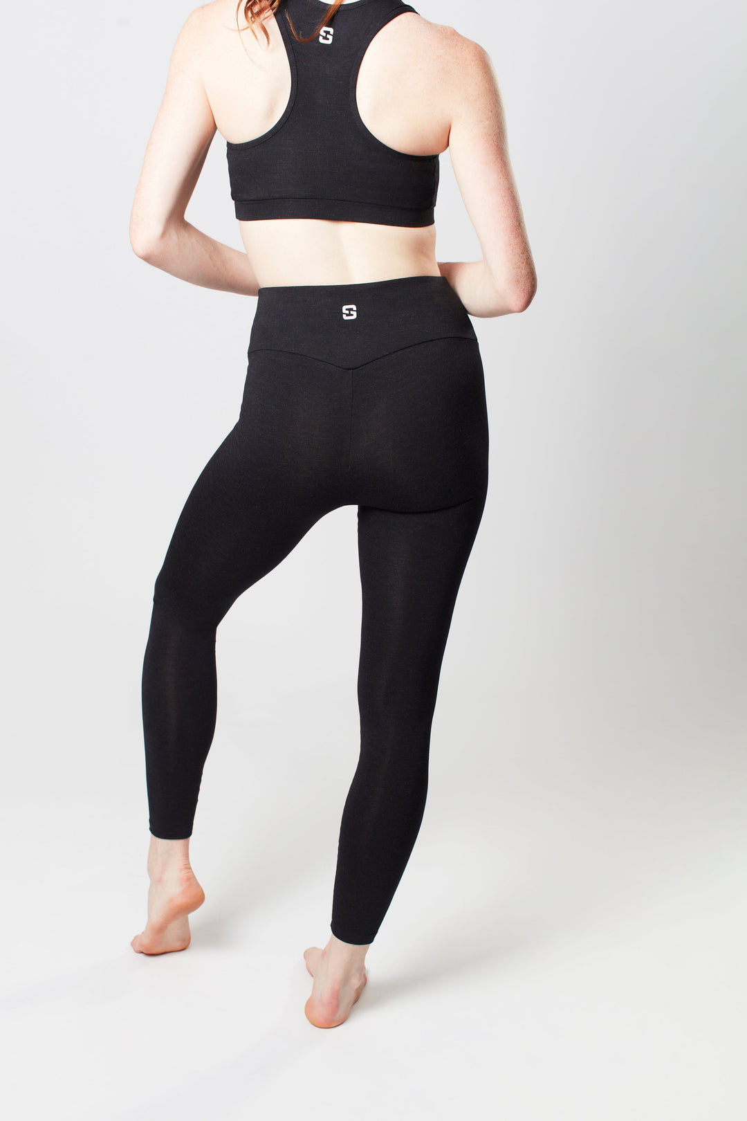 High Waisted Leggings - Marl Black