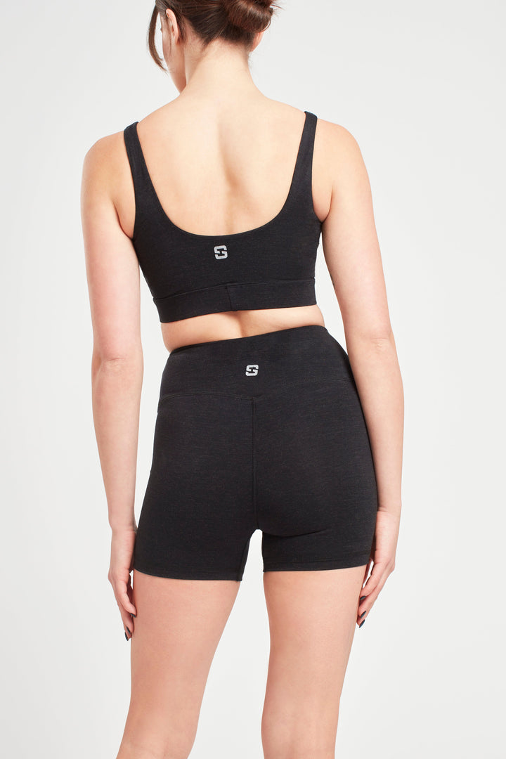 Short Biker Shorts - Marl Black