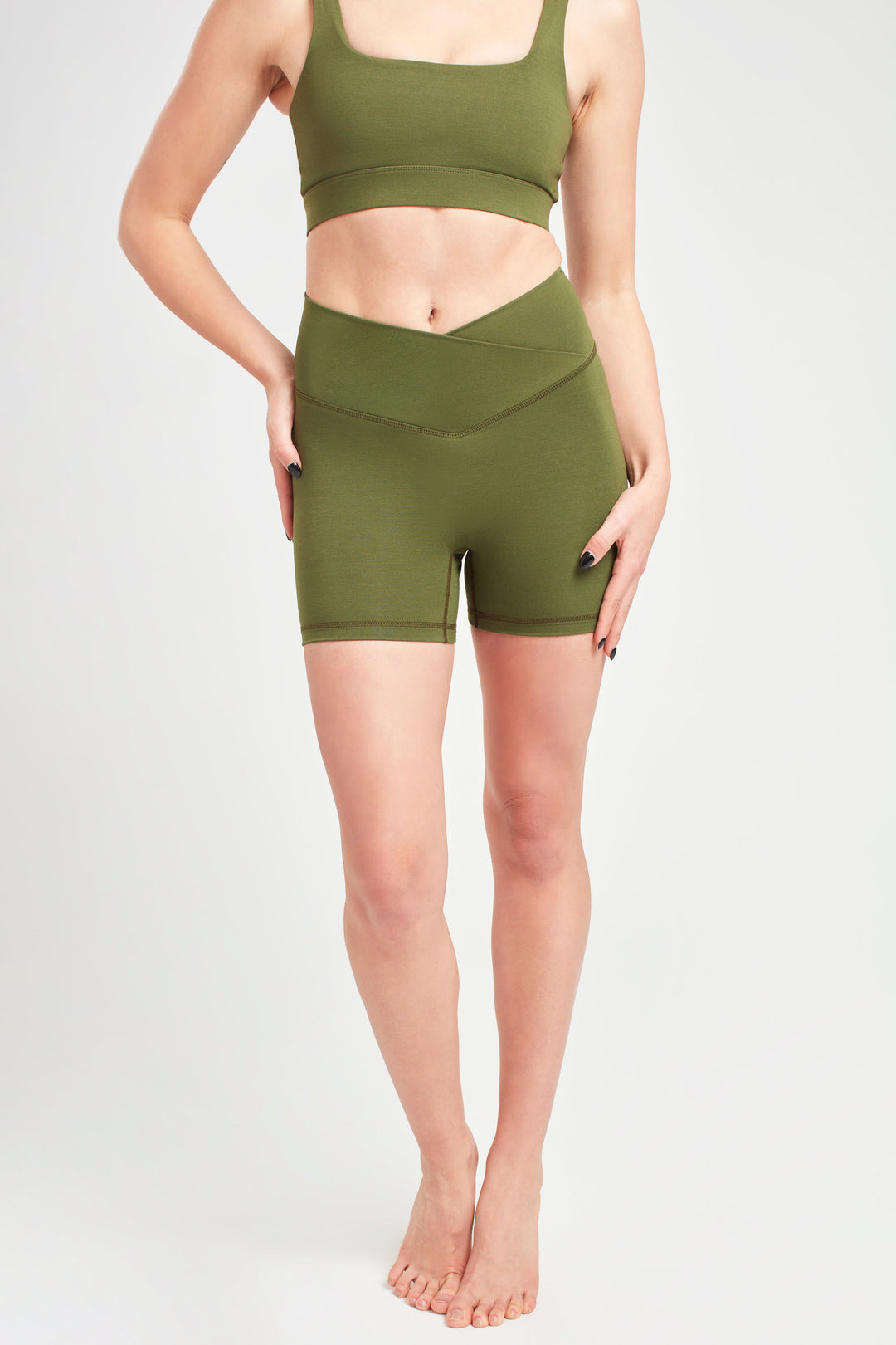 Wrap Biker Shorts - Earth Khaki
