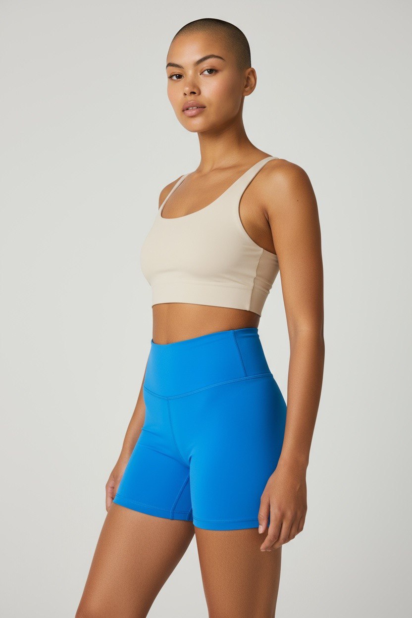 HIGH-RISE SEAMLESS SHORTS - Deep Denim Blue