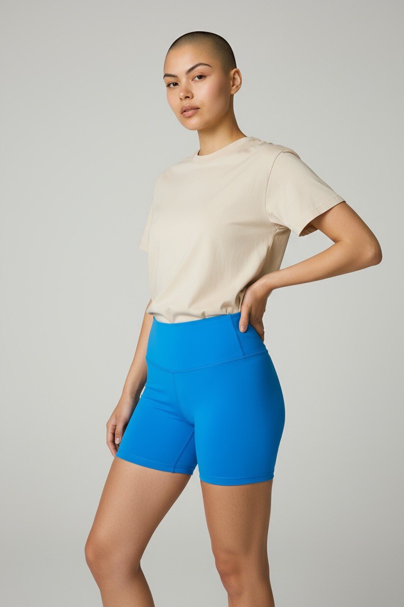 HIGH-RISE SEAMLESS SHORTS - Deep Denim Blue